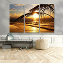 Golden Tropical Beach Sunset Canvas Triptych, Coastal Palm by MyGreatCanvas | Canvas Wall Art Prints | Photo Prints & Wall Decor