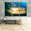 Ocean Wave at Sunset Canvas Art, Large Wall Print of Vibrant