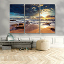 Golden Hour Beach Sunset Canvas Triptych, Ocean Waves and by MyGreatCanvas | Canvas Wall Art Prints | Photo Prints & Wall Decor
