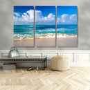 Tropical Beach 3-Panel Canvas Wall Art – Serene Ocean Waves