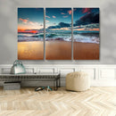 Sunset on Beach Wall Art Ocean Beach Canvas Print