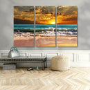 Golden Sunset Beach Canvas Wall Art – Triptych Seascape by MyGreatCanvas | Canvas Wall Art Prints | Photo Prints & Wall Decor