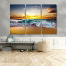 Golden Sunset Ocean Waves Wall Art Canvas Print – Multi