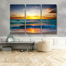 Vibrant Ocean Sunrise Over Golden Beach Waves, Giclee Canvas