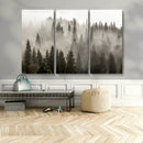 Foggy Mountain Wall Art | 3-Panel Foggy Forest and Mountain
