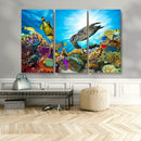 Aquatic Life Sea Turtles Fish Wall Art Canvas Print