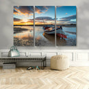 Small Boat At The Beach Sunset Wall Art, Boat Sunset Wall