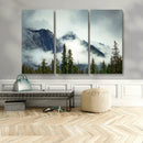 Mountain Mist Canvas Wall Art Print | 3-Panel Foggy Forest