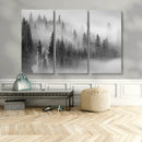 Foggy Misty Forest Canvas Wall Art – Black and White
