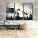 Large Foggy Mountain Forest Wall Art Canvas Print | Misty
