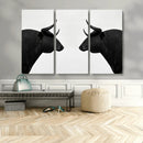 Spanish Bull Art - Framed Black and White Bull Canvas Print