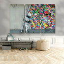 Banksy Colorful Street Graffiti Canvas Wall Art Print, by MyGreatCanvas | Canvas Wall Art Prints | Photo Prints & Wall Decor