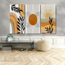 Modern Boho Sun and Leaf Abstract Art – 3-Panel Giclée