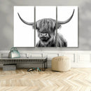 Grayscale Scottish Highland Cow Cattle Art Print Farmhouse by MyGreatCanvas | Canvas Wall Art Prints | Photo Prints & Wall Decor