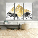 Golden Mountain Triptych Wall Art Canvas Print, Modern