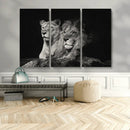 Lion Couple Wall Art Canvas Print – Elegant Black and White