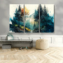 Watercolor Trees Forest Abstract Wall Art Canvas Print,