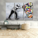 Banksy Art Behind the Curtain Street Wall Art Canvas Print |