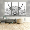 Rustic Charm | Cow Longhorn Black White Bighorn Wall Art