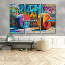 Fitness Gym Barbell Graffiti Wall Art Canvas Print