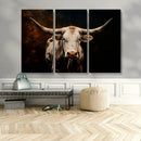 Texas Longhorn Wall Art | 3-Panel Large Texas Longhorn