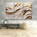 Gold and White Abstract Wave Canvas – Elegant Flowing Design