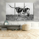 Texas Black White Highland Longhorn Cow Wall Art Canvas by MyGreatCanvas | Canvas Wall Art Prints | Photo Prints & Wall Decor