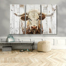Rustic Longhorn Bull Wall Art Canvas Set – Western-Inspired