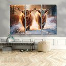 Scottish Highland Cow Horn Farm Wall Art Canvas Print
