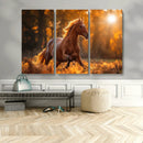 Running Horse Sunset Forest Wall Art Canvas Print