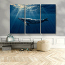 Whale under Ocean Wall Art Canvas Print