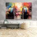 Weightlifting Barbell Art Triptych, Bold Abstract Fitness