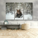 Grizzly Bear Wall Art – Framed Snowy Forest Canvas Artwork, by MyGreatCanvas | Canvas Wall Art Prints | Photo Prints & Wall Decor