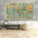 Push Pin World Map Canvas Print – Travel Tracker Wall Art