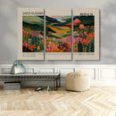 Yayoi Kusama Landscape Canvas Print, Vibrant Floral Mountain