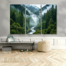 Mountain Forest River Canvas Wall Art Print - Serene Nature