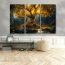 Golden Tree of Life Canvas Wall Art Print - Majestic Glowing