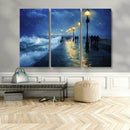 Abstract Stormy Ocean Pier Canvas Wall Art Print | Stormy