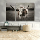 Texas Longhorn Cow Canvas Wall Art Print - Large Rustic