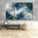 Large Abstract Print - Luxe Blue and Gold Abstract Canvas