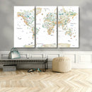 Animal World Map for Kids Room Decor