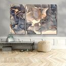 Abstract Blue and Gold Wall Art - Fluid Ink Artwork - Modern