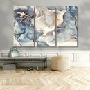Abstract Blue and Gold Canvas Wall Art - Fluid Modern Ink