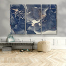 Large Abstract Blue and Gold Canvas Wall Art Fluid Ink