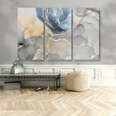 Large Abstract Blue and Gold Canvas Wall Art | Fluid Ink