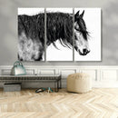Black Horse Wall Art Canvas Print – Elegant Farmhouse Decor