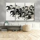 Abstract Horse Wall Art Canvas Print - Dynamic Black Ink