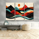 Western Wall Decor - Large Triptych Mountain Canvas - Boho