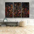 Dark Floral Canvas Wall Art - Moody Botanical Flower Print -