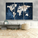 Vintage World Map Canvas Wall Art - Framed Map Print for